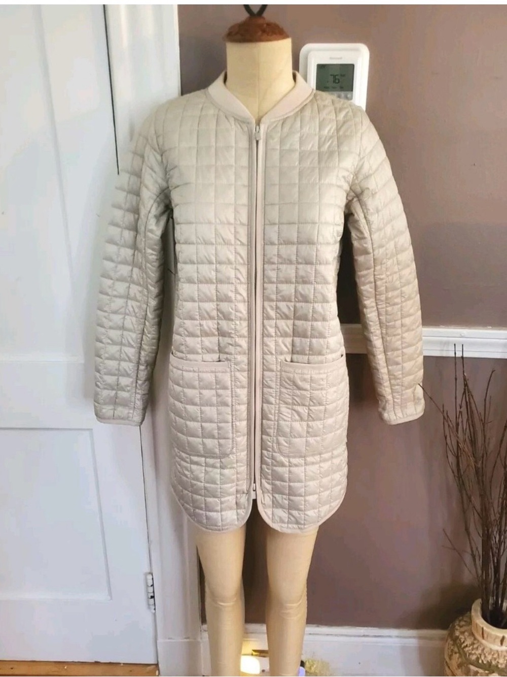 Athleta Quilted Long Zip Jacket